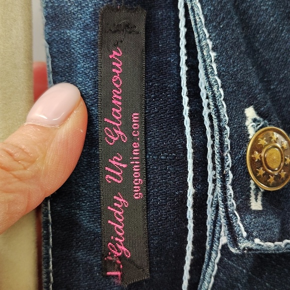 Giddy Up Glamour Native American headdress bootcut jeans 14 stretch embroidery - Picture 4 of 8